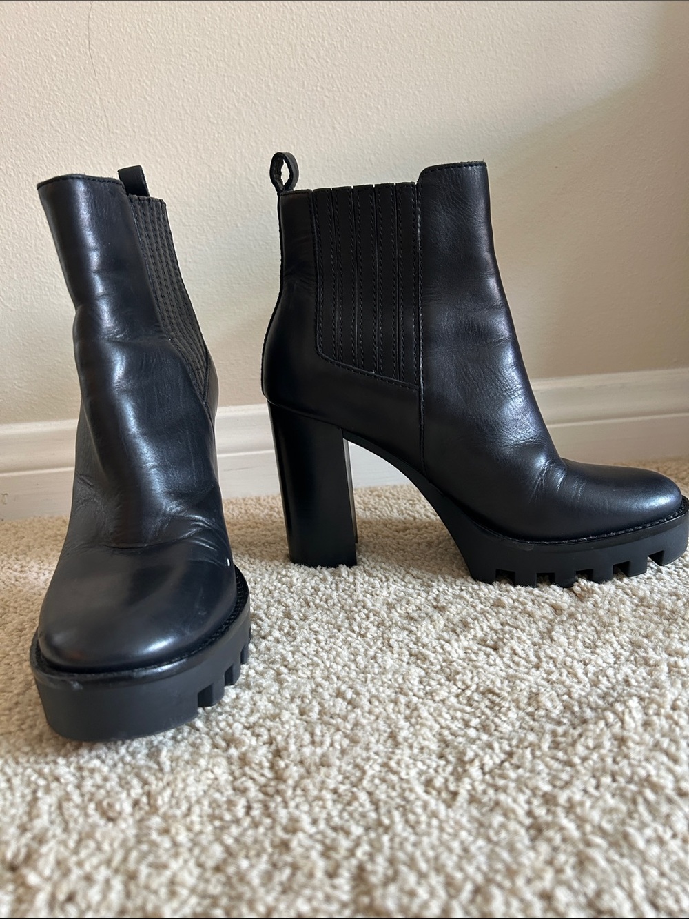 Antonio Melani High-Heel Lug Sole Chelsea Ankle Boots